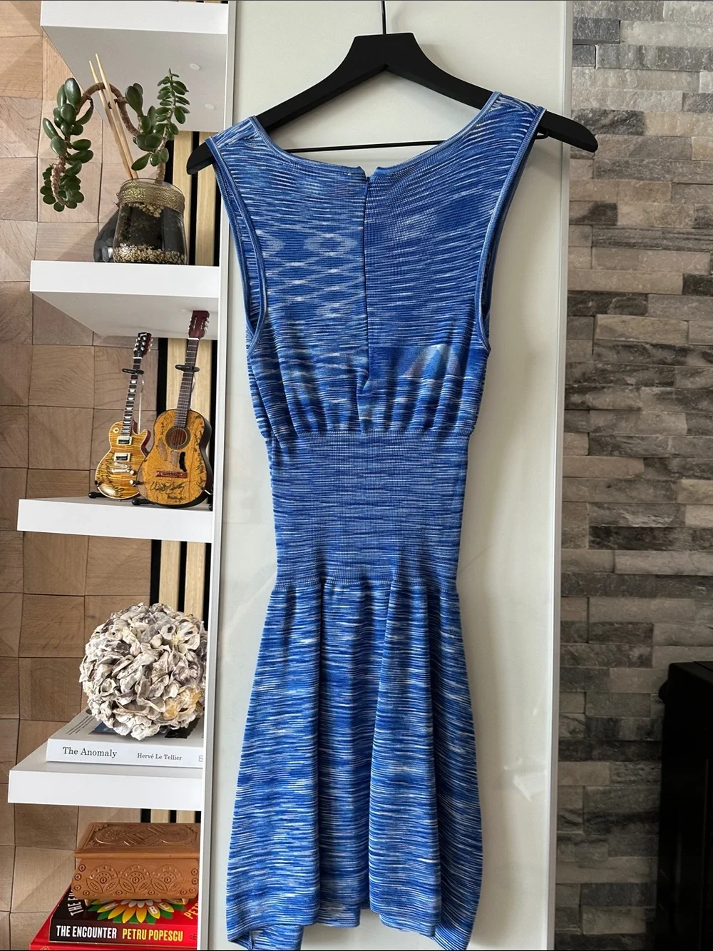 Blue Space-Dye Fit & Flare Dress